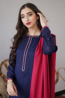 AISLING - 3PC DHANAK EMBROIDERED SHIRT WITH DHANAK EMBROIDERED SHAWL -BIC-3181