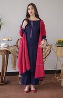 AISLING - 3PC DHANAK EMBROIDERED SHIRT WITH DHANAK EMBROIDERED SHAWL -BIC-3181