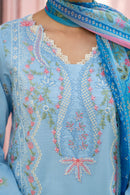 MIRAKHI-3PC LAWN EMBROIDERED SHIRT WITH CHIFFON PRINTED DUPATTA AND TROUSER-BIC-3806