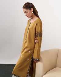 IZEL-3PC DHANAK EMBROIDERED SHIRT WITH DHANAK SHAWL AND EMB TROUSER-BIC-4335