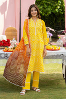 MIRAKHI - 3PC LAWN EMBROIDERED SHIRT WITH CHIFFON PRINTED DUPATTA AND TROUSER -BIC-M14