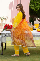 MIRAKHI - 3PC LAWN EMBROIDERED SHIRT WITH CHIFFON PRINTED DUPATTA AND TROUSER -BIC-M14