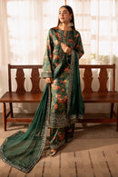 ZAINAB CHOTANI-3PC SHAMOZE SILK PRINTED EMBROIDERED SHIRT WITH SOFT SILK PRINTED EMB DUPATTA & EMB TROUSER BIC-