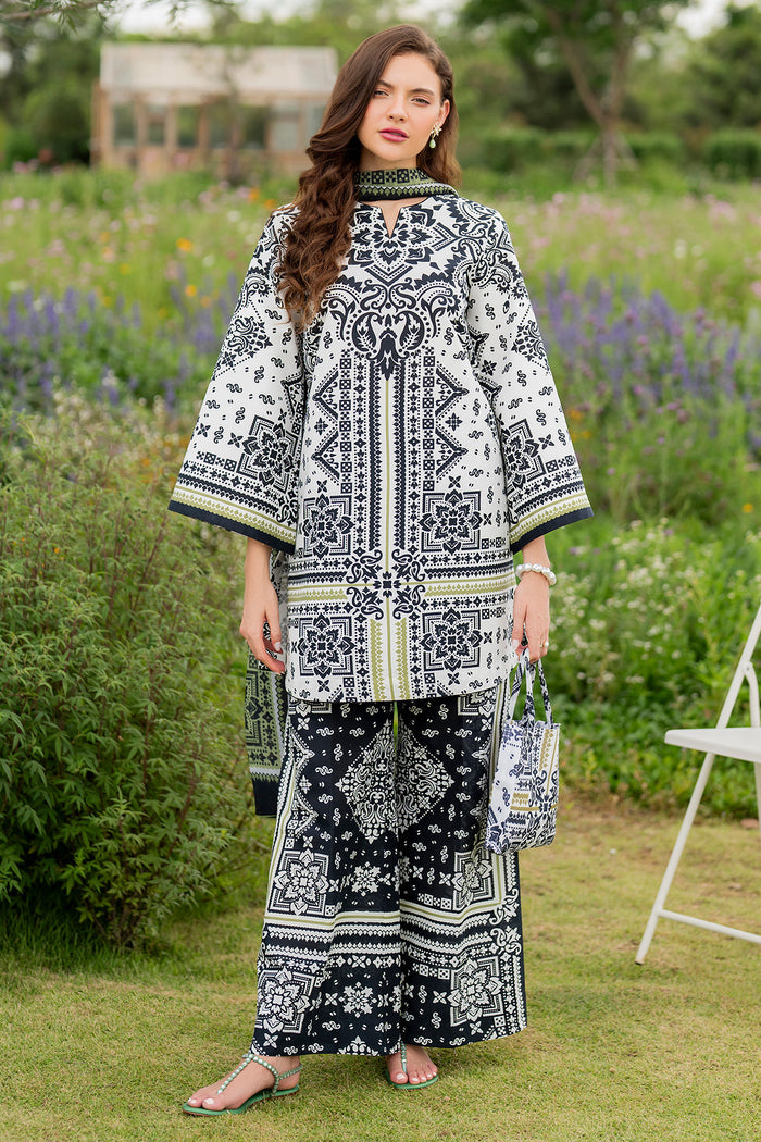 JAZMIN-3PC KHADDAR PRINTED SHIRT WITH KHADDAR PRINTED DUPATTA AND PRINTED TROUSER-BIC-2626