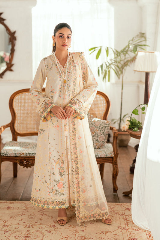 QALAMQAR - 3PC LAWN EMBROIDERED SHIRT WITH ORGANZA EMBROIDERED DUPATTA AND TROUSER -BIC-3804