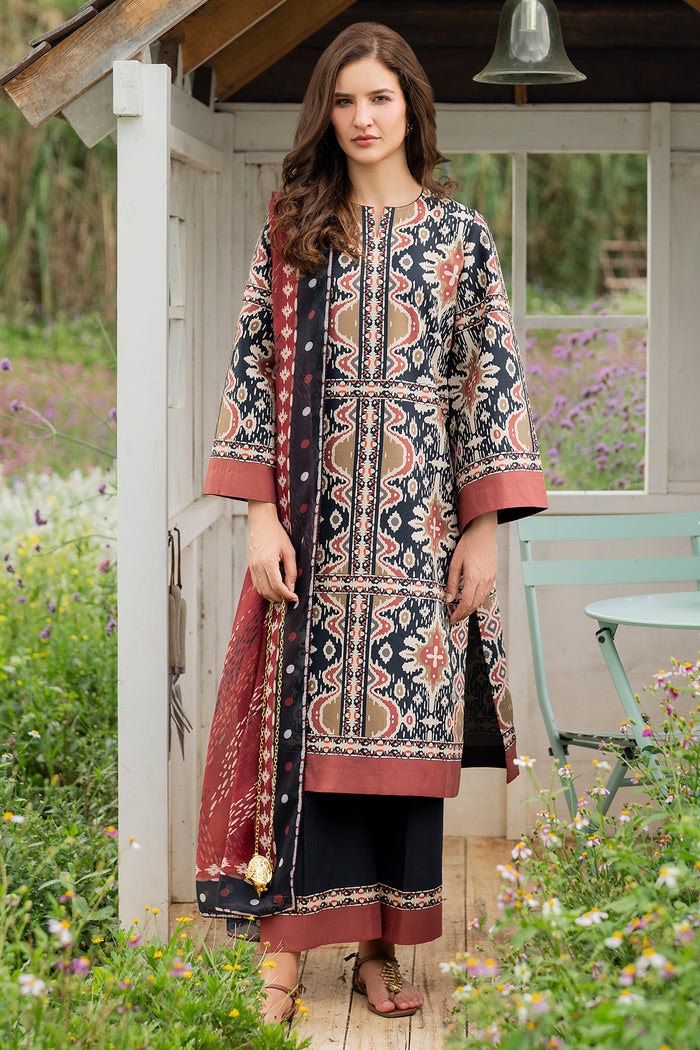 JAZMIN-3PC KHADDAR PRINTED SHIRT WITH KHADDAR PRINTED DUPATTA AND PRINTED TROUSER-BIC-2627