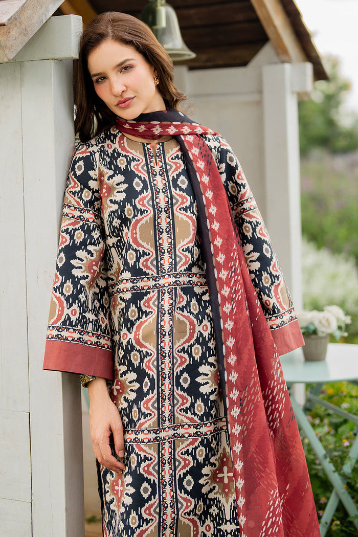 JAZMIN-3PC KHADDAR PRINTED SHIRT WITH KHADDAR PRINTED DUPATTA AND PRINTED TROUSER-BIC-2627