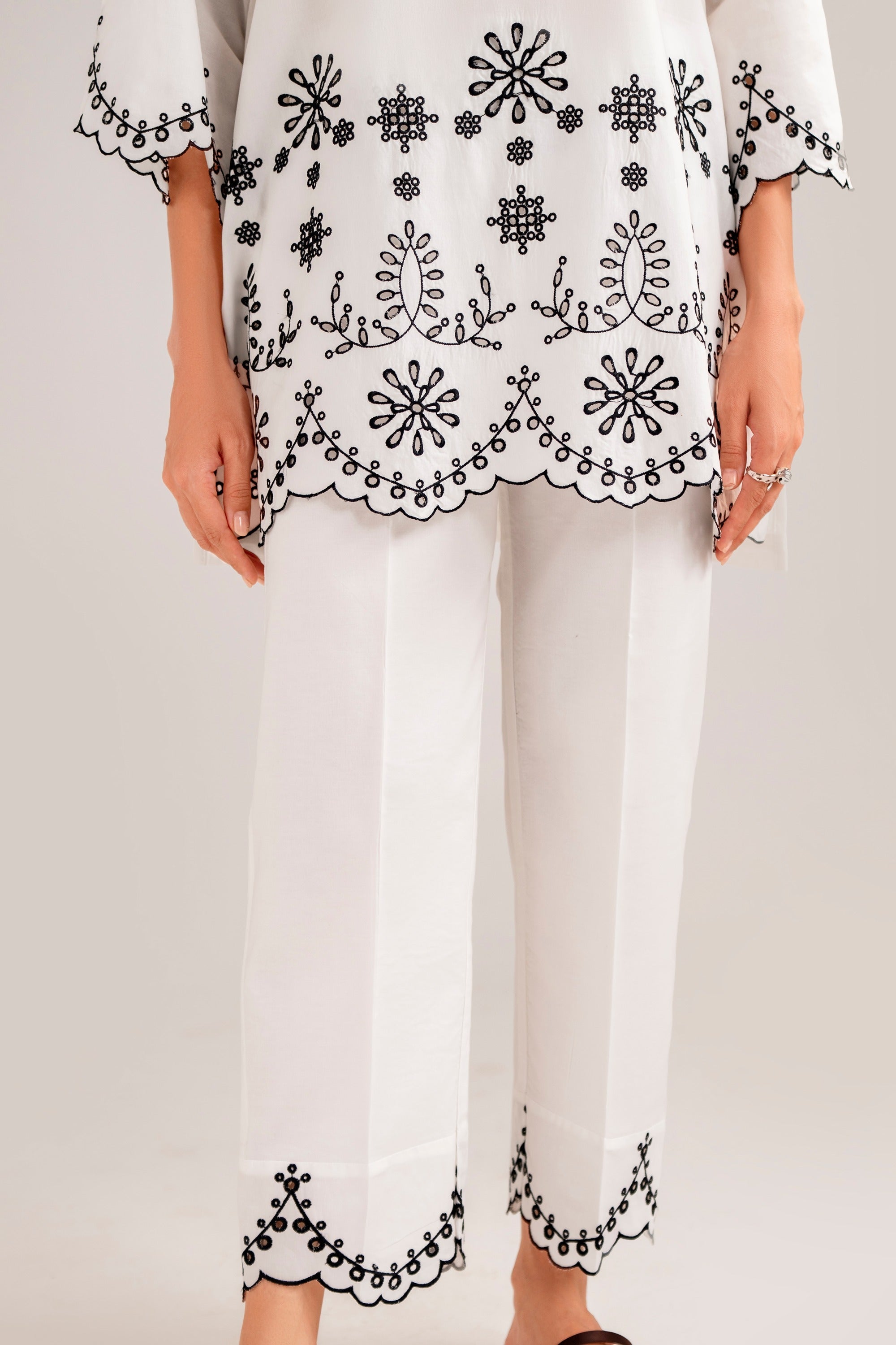 HANA-2PC DHANAK EMBROIDERED SHIRT WITH DHANAK EMBROIDERED TROUSER-BIC-3303