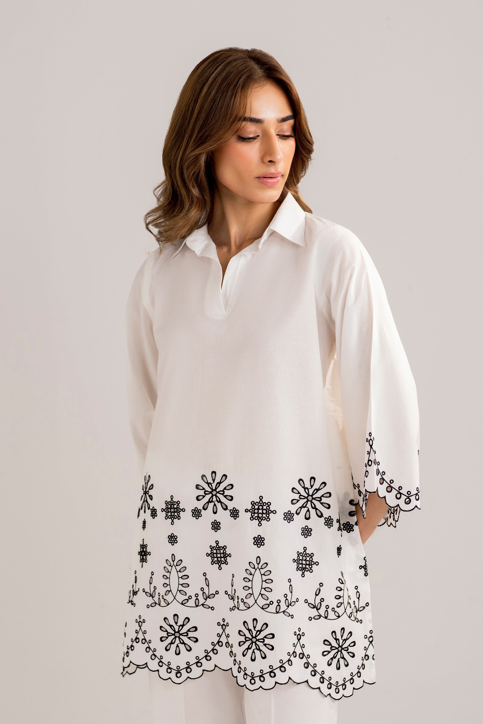 HANA-2PC DHANAK EMBROIDERED SHIRT WITH DHANAK EMBROIDERED TROUSER-BIC-3303