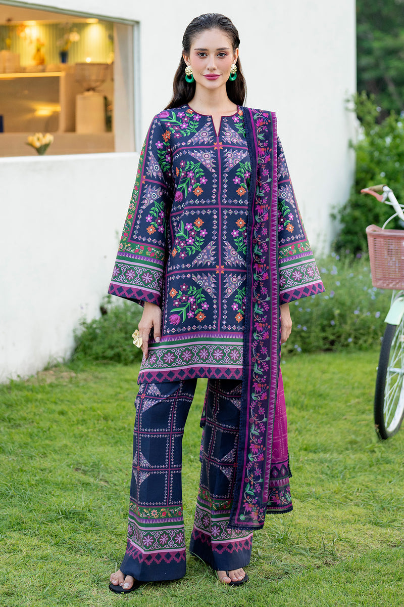 JAZMIN-3PC KHADDAR PRINTED SHIRT WITH KHADDAR PRINTED DUPATTA AND PRINTED TROUSER-BIC-2628