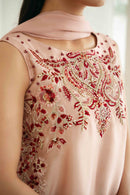 KAIDA-3PC-RAW SILK HAND EMBELLISHED SHIRT EMBROIDRED SOFT SILKDUPATTA AND RAW SILK EMBROIDERED TROUSER-5165