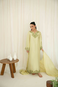 KAIDA-3PC-RAW SILK HAND EMBELLISHED SHIRT EMBROIDRED SOFT SILKDUPATTA AND RAW SILK EMBROIDERED TROUSER-5142