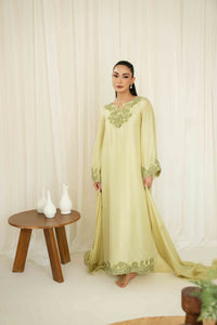 KAIDA-3PC-RAW SILK HAND EMBELLISHED SHIRT EMBROIDRED SOFT SILKDUPATTA AND RAW SILK EMBROIDERED TROUSER-5142