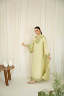 KAIDA-3PC-RAW SILK HAND EMBELLISHED SHIRT EMBROIDRED SOFT SILKDUPATTA AND RAW SILK EMBROIDERED TROUSER-5142