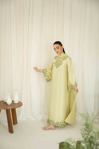 KAIDA-3PC-RAW SILK HAND EMBELLISHED SHIRT EMBROIDRED SOFT SILKDUPATTA AND RAW SILK EMBROIDERED TROUSER-5142