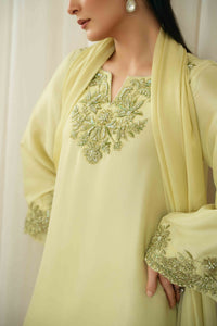 KAIDA-3PC-RAW SILK HAND EMBELLISHED SHIRT EMBROIDRED SOFT SILKDUPATTA AND RAW SILK EMBROIDERED TROUSER-5142