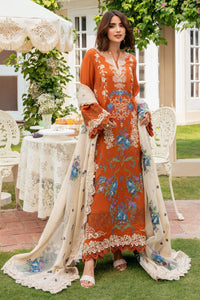ANEELAS-3PC KARANDI EMBROIDERED SHIRT WITH KARANDI EMBROIDERED SHAWL AND TROUSER-BIC-5290