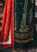 HUSSAIN REHAR-3PC DHANAK EMBROIDERED SHIRT WITH COUTRAI PRINTED SHAWL AND TROUSER-BIC-5212