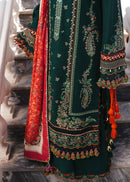 HUSSAIN REHAR-3PC DHANAK EMBROIDERED SHIRT WITH COUTRAI PRINTED SHAWL AND TROUSER-BIC-5212