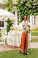 ANEELAS-3PC KARANDI EMBROIDERED SHIRT WITH KARANDI EMBROIDERED SHAWL AND TROUSER-BIC-5290