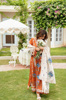 ANEELAS-3PC KARANDI EMBROIDERED SHIRT WITH KARANDI EMBROIDERED SHAWL AND TROUSER-BIC-5290