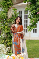 ANEELAS-3PC KARANDI EMBROIDERED SHIRT WITH KARANDI EMBROIDERED SHAWL AND TROUSER-BIC-5290