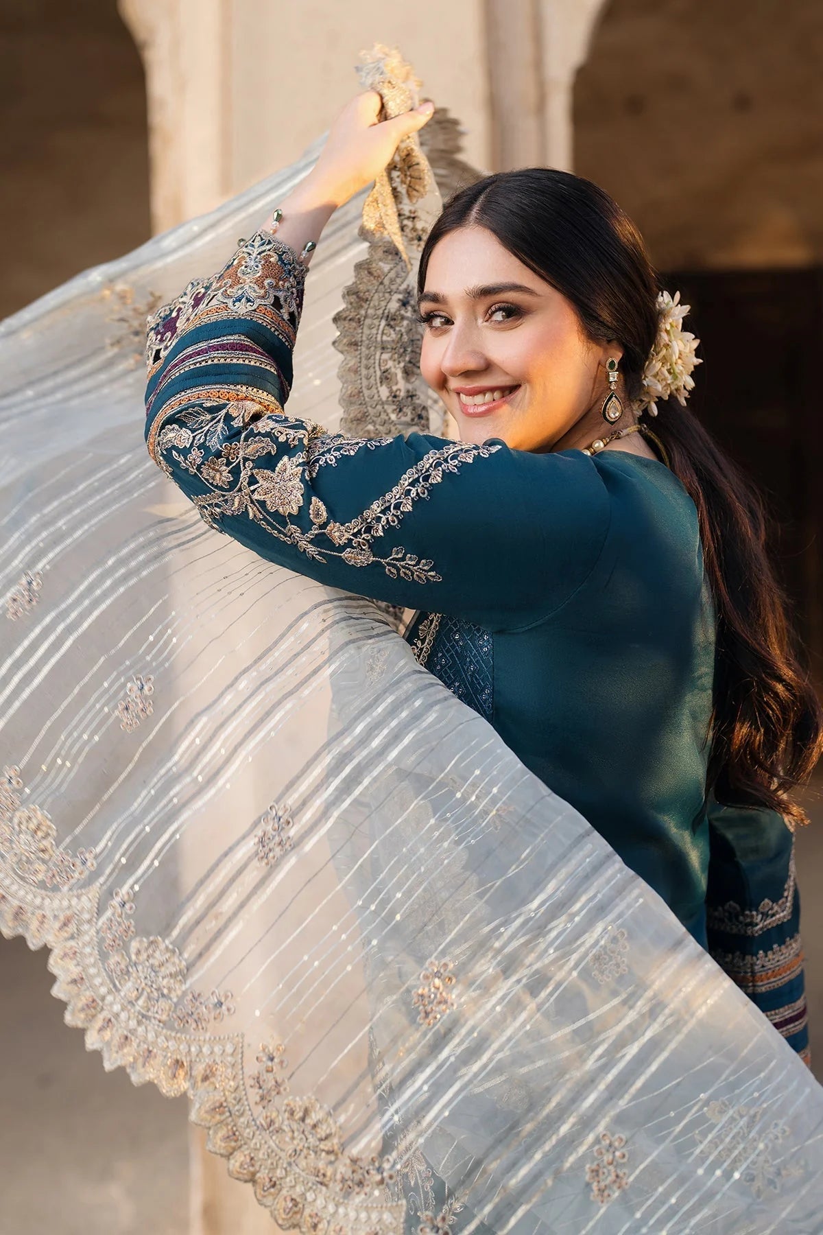 BATIK-3PC LAWN SEQUIN EMBROIDERED SHIRT WITH KHADDI NET EMBROIDERED DUPATTA AND EMB TROUSER-BIC-4672