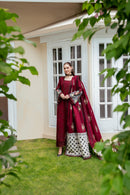 ANEELAS-3PC KARANDI EMBROIDERED SHIRT WITH KARANDI EMBROIDERED SHAWL AND TROUSER-BIC-5303