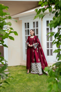 ANEELAS-3PC KARANDI EMBROIDERED SHIRT WITH KARANDI EMBROIDERED SHAWL AND TROUSER-BIC-5303