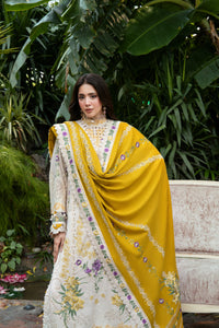 ANEELAS-3PC KARANDI EMBROIDERED SHIRT WITH KARANDI EMBROIDERED SHAWL AND KARANDI TROUSER-BIC-5293