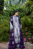 ANEELAS-3PC DHANAK EMBROIDERED SHIRT WITH DHANAK EMBROIDERED SHAWL AND TROUSER-BIC-5291