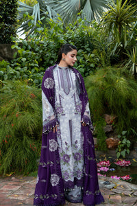 ANEELAS-3PC DHANAK EMBROIDERED SHIRT WITH DHANAK EMBROIDERED SHAWL AND TROUSER-BIC-5291