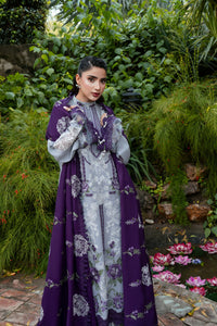 ANEELAS-3PC DHANAK EMBROIDERED SHIRT WITH DHANAK EMBROIDERED SHAWL AND TROUSER-BIC-5291