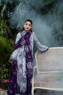 ANEELAS-3PC DHANAK EMBROIDERED SHIRT WITH DHANAK EMBROIDERED SHAWL AND TROUSER-BIC-5291