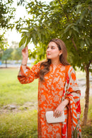 ANEELAS-3PC LAWN DIGITAL PRINTED SHIRT WITH SILK PRINTED DUPATTA AND PRINTED TROUSER-BIC-030