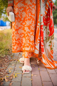 ANEELAS-3PC LAWN DIGITAL PRINTED SHIRT WITH SILK PRINTED DUPATTA AND PRINTED TROUSER-BIC-030
