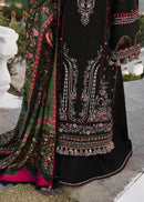 HUSSAIN REHAR-3PC KARANDI EMBROIDERED SHIRT WITH COURTRAI PRINTED SHAWL AND TROUSER-BIC-4261