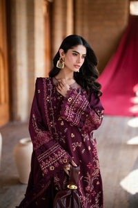FLORENT-3PC DHANAK EMBROIDERED SHIRT WITH DHANAK EMBROIDERED SHAWL AND TROUSER-BIC-5046