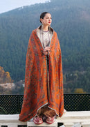 HUSSAIN REHAR-3PC DHANAK EMBROIDERED SHIRT WITH COURTRAI PRINTED SHAWL AND TROUSER-BIC-4260