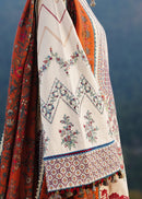 HUSSAIN REHAR-3PC DHANAK EMBROIDERED SHIRT WITH COURTRAI PRINTED SHAWL AND TROUSER-BIC-4260