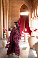FLORENT-3PC DHANAK EMBROIDERED SHIRT WITH DHANAK EMBROIDERED SHAWL AND TROUSER-BIC-5046