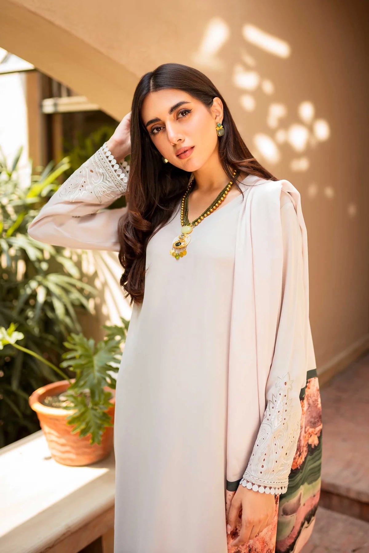 NATASHA KAMAL -3PC DHANAK EMBROIDERED WITH DIAMOND SILK PRINTED DUPATTA & TROUSER -BIC-3186