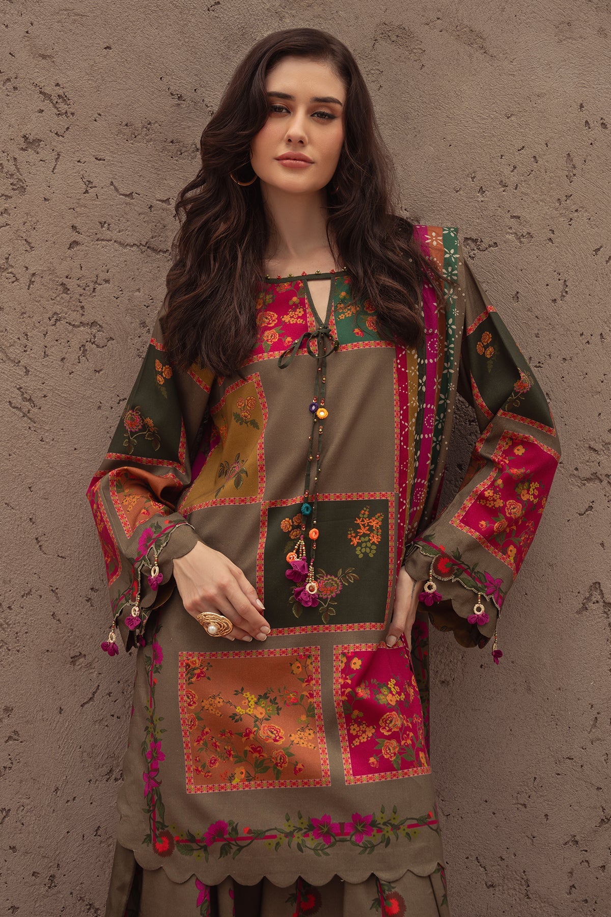 CHARIZMA-3PC KHADDAR PRINTED SHIRT WITH KHADDAR PRINTED DUPATTA AND PRINT TROUSER-BIC-2655