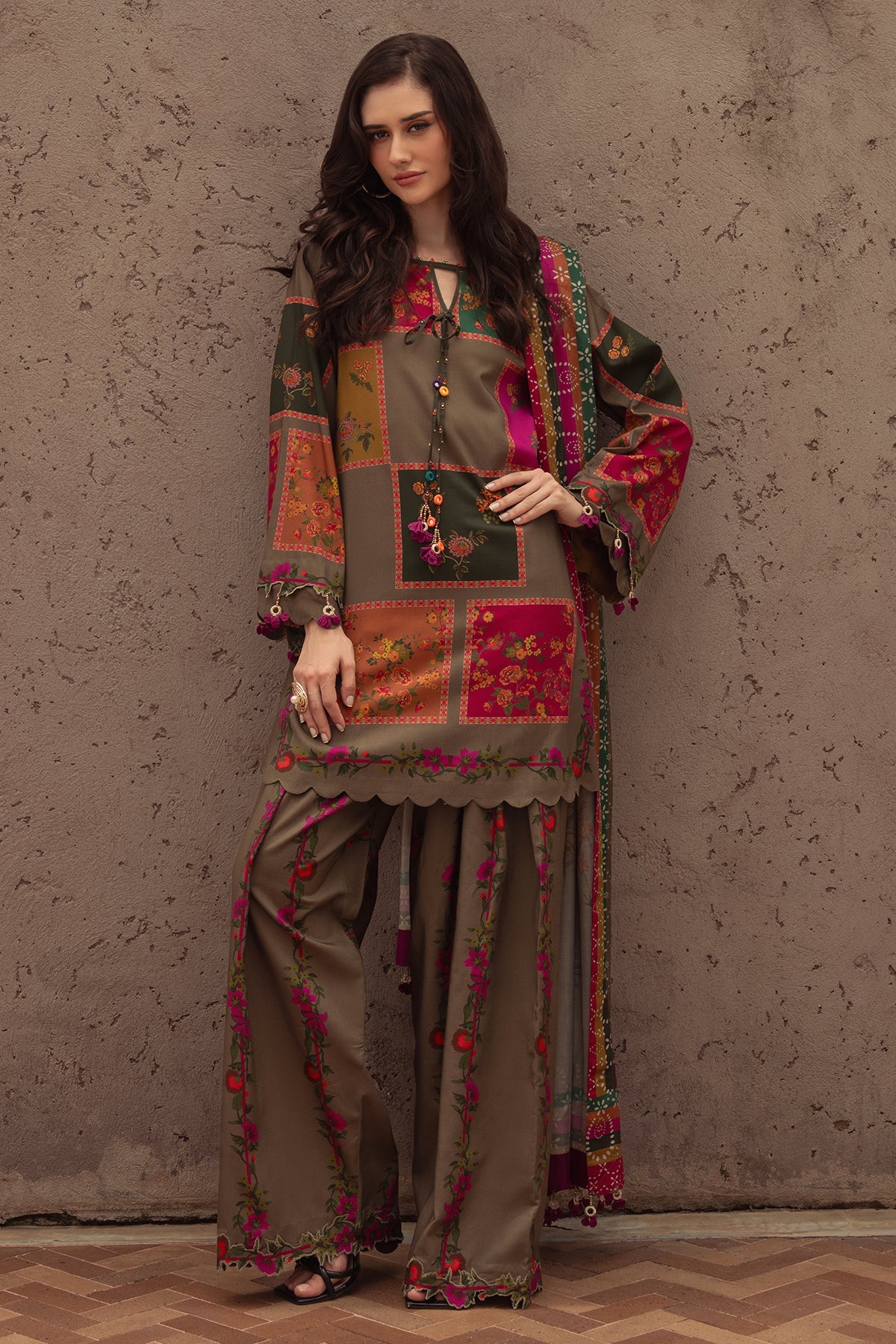 CHARIZMA-3PC KHADDAR PRINTED SHIRT WITH KHADDAR PRINTED DUPATTA AND PRINT TROUSER-BIC-2655