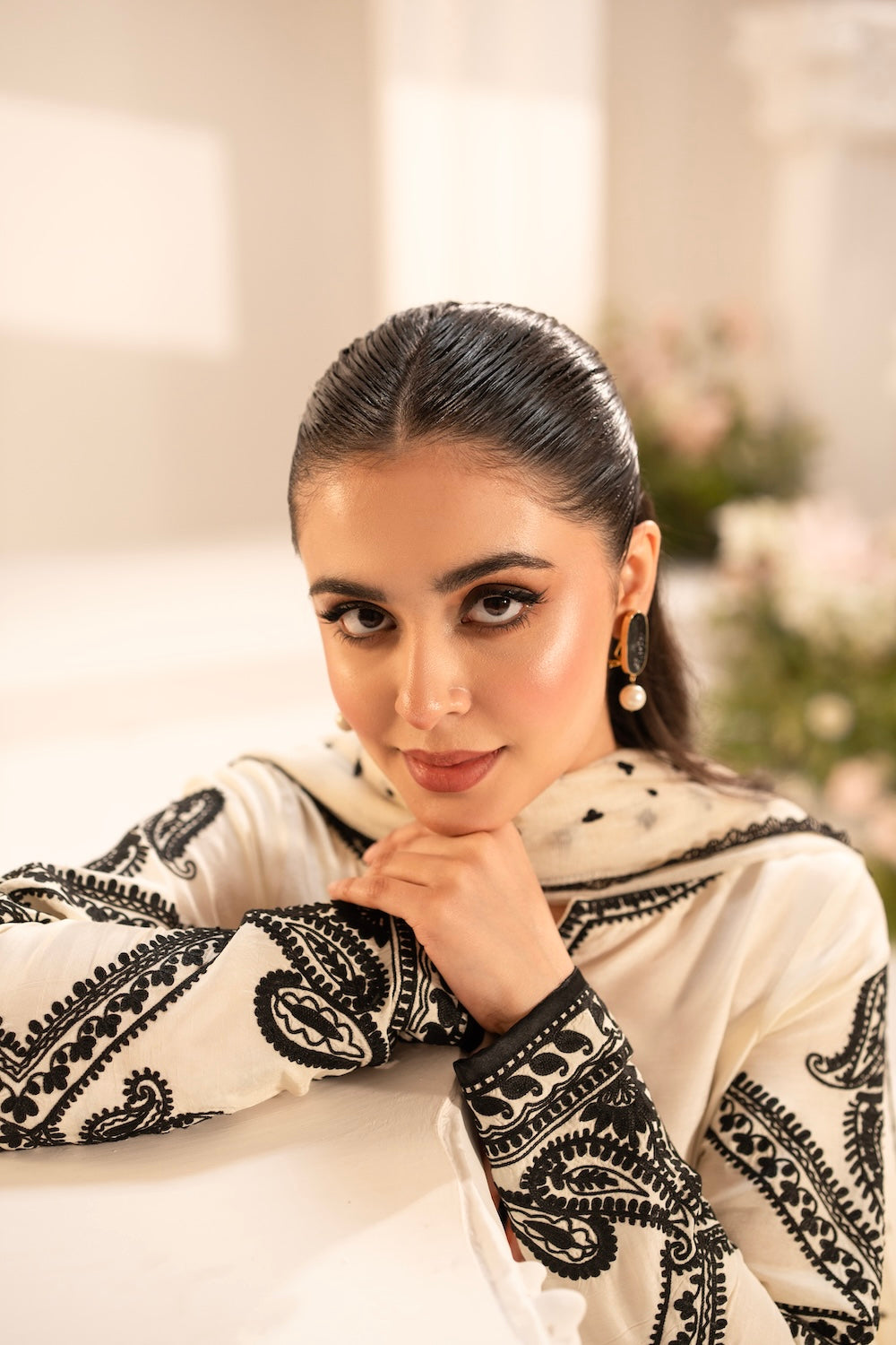 MIRANA-3PC LAWN EMBROIDERED SHIRT WITH KHADDI NET EMBROIDERED DUPATTA & TROUSER-BIC-4701