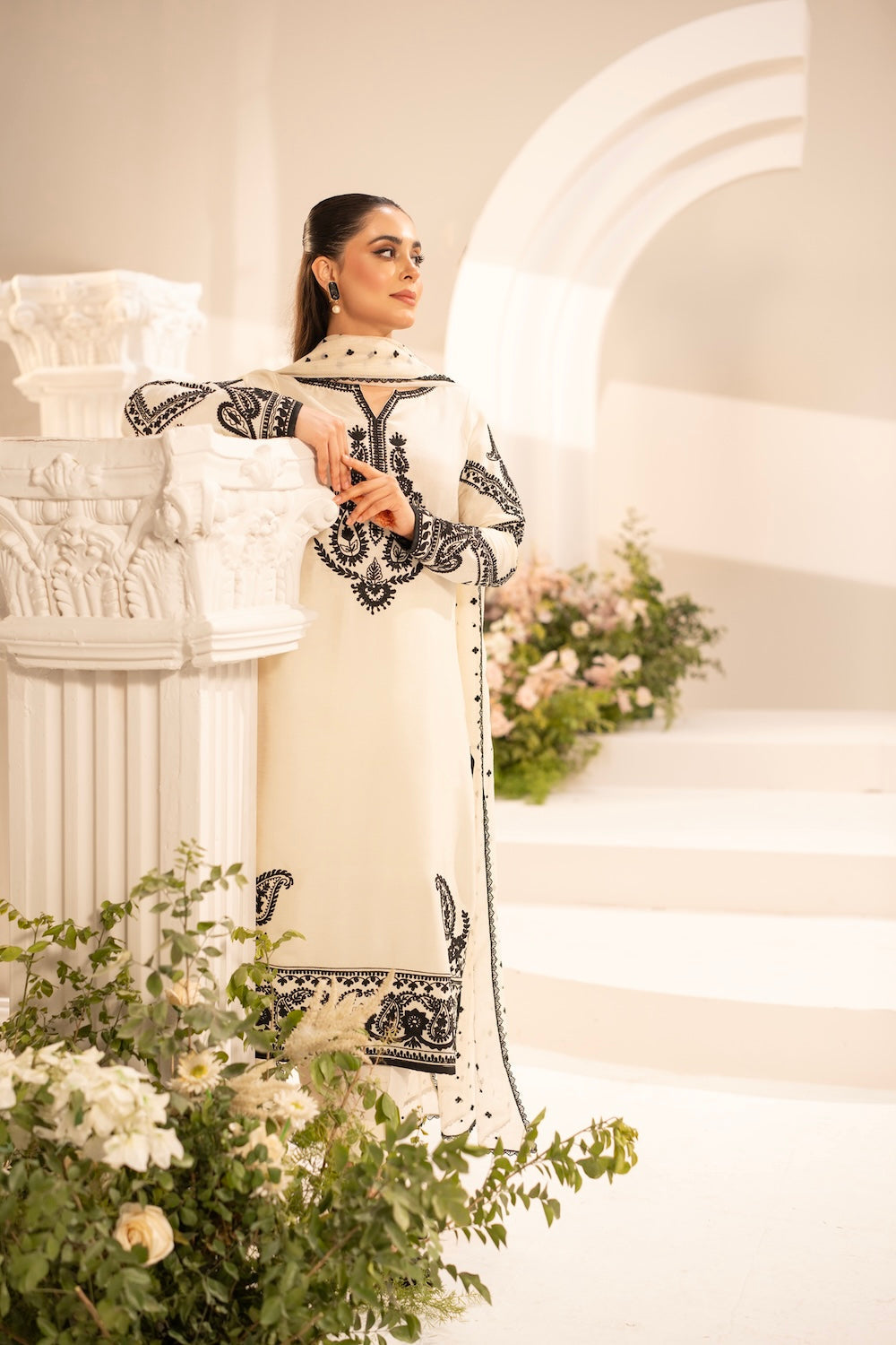 MIRANA-3PC LAWN EMBROIDERED SHIRT WITH KHADDI NET EMBROIDERED DUPATTA & TROUSER-BIC-4701