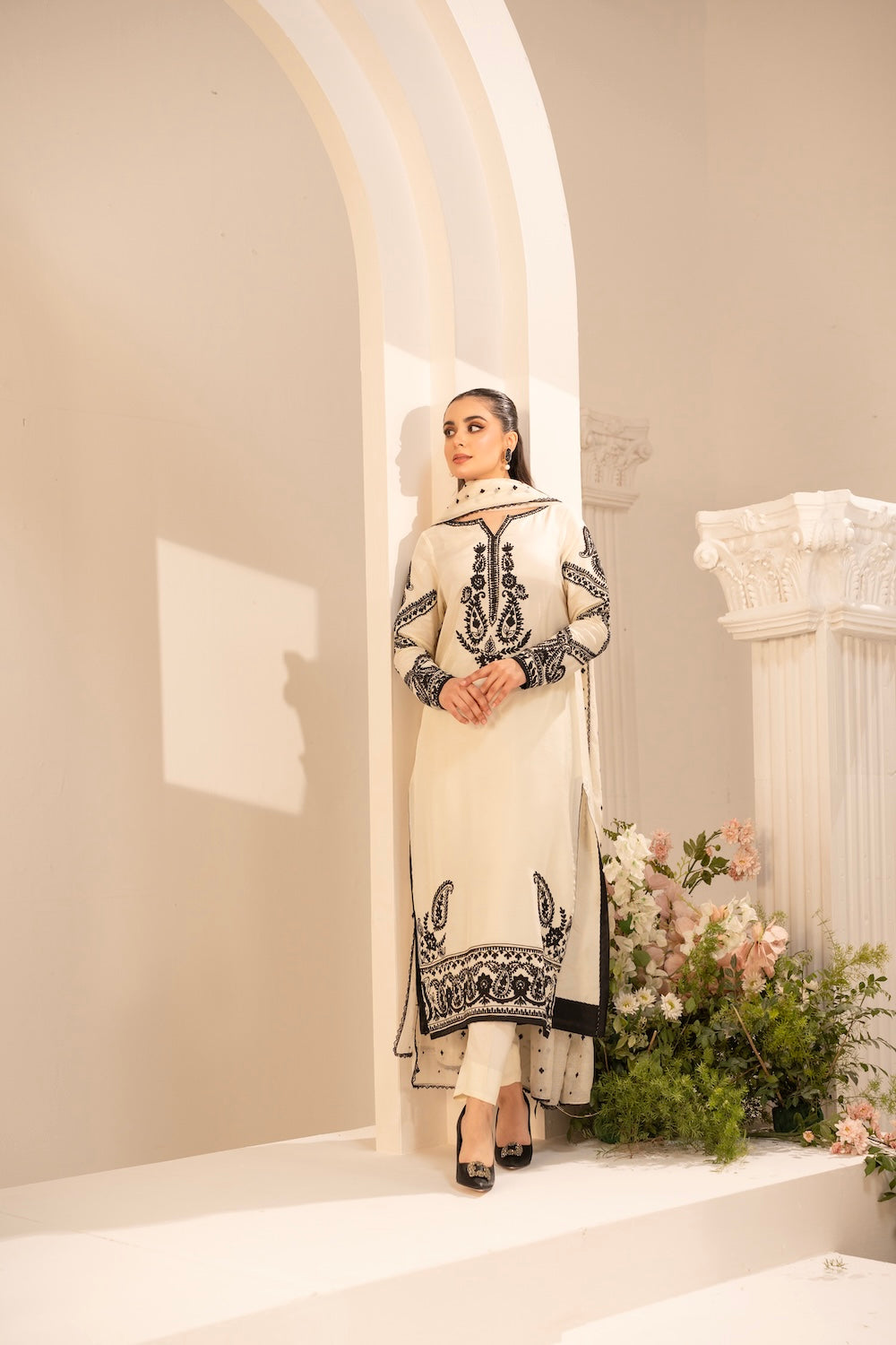 MIRANA-3PC LAWN EMBROIDERED SHIRT WITH KHADDI NET EMBROIDERED DUPATTA & TROUSER-BIC-4701