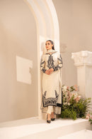 MIRANA-3PC LAWN EMBROIDERED SHIRT WITH KHADDI NET EMBROIDERED DUPATTA & TROUSER-BIC-4701