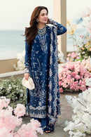 QALAMKAR-3PC DHANAK EMBROIDERED SHIRT WITH DHANAK EMBROIDERED SHAWL & TROUSER-BIC-5127