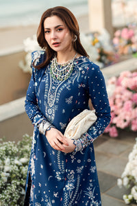 QALAMKAR-3PC DHANAK EMBROIDERED SHIRT WITH DHANAK EMBROIDERED SHAWL & TROUSER-BIC-5127